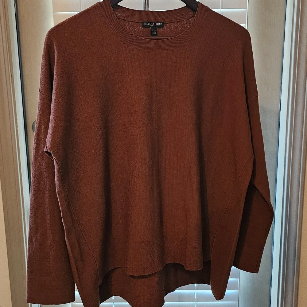 Eileen Fisher Wool Crew Neck Top Size Petite